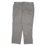 DICKIES Mens Regular Fit Grey Cotton Blend Trousers W40 L30 Workwear Zip Closure
