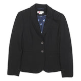 BODEN Womens Black Blazer Jacket UK 6 Viscose Blend Plain Button Closure