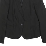 ZARA BASIC Womens Black Classic Jacket L Polyester Blend Button Plain