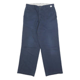 DICKIES Mens Cotton Blend Navy Loose Straight Trousers W30 L29 Workwear Casual