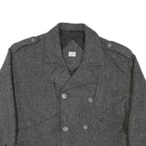 C.I.G Mens Grey Herringbone Double Breasted Jacket L Cotton Blend Button Closure