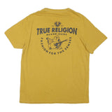 TRUE RELIGION Mens Yellow Graphic T-Shirt L Short Sleeve Crew Neck