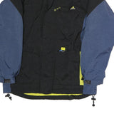 ADIDAS Mens Black & Blue Colourblock Track Jacket M Polyester Woven Zip Stand-Up