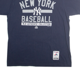 MAJESTIC Mens Navy New York Baseball L Short Sleeve Crew Neck Graphic Print