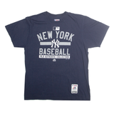 MAJESTIC Mens Navy New York Baseball L Short Sleeve Crew Neck Graphic Print