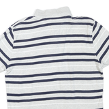 TOMMY HILFIGER Mens Grey & Navy Striped Short Sleeve Polo Shirt M Cotton Blend