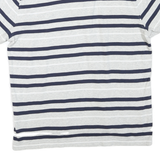 TOMMY HILFIGER Mens Grey & Navy Striped Short Sleeve Polo Shirt M Cotton Blend