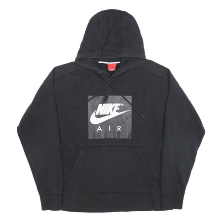 NIKE Womens Black Cotton Blend Hoodie S Nike Air Logo Pullover Hoodie