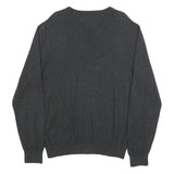 TOMMY HILFIGER Mens Black Plain V-Neck Basic Knit M Cotton Jumper Classic Fit