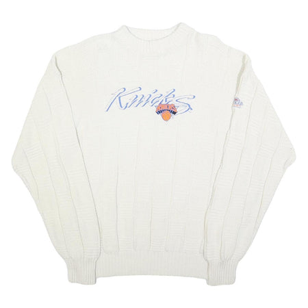 ANTIGUA SPORT Mens White Knicks Patterned Crew Neck Basic Knit Jumper XL Cotton