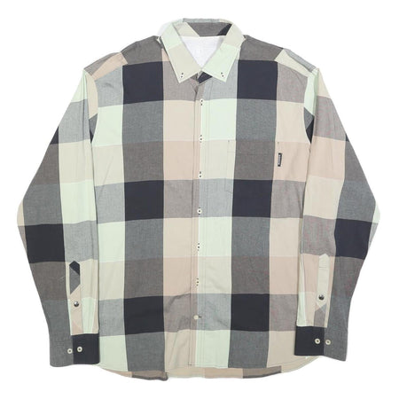 BOGNER Mens Beige & Grey Check Shirt XL Stylish Cotton Blend Long Sleeve