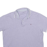 TOMMY HILFIGER Mens Light Purple & White Short Sleeve Plain Polo Shirt L Cotton