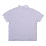 TOMMY HILFIGER Mens Light Purple & White Short Sleeve Plain Polo Shirt L Cotton