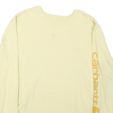 CARHARTT Mens Cream Sweatshirt Crew Neck L Logo Print Long Sleeve Casual