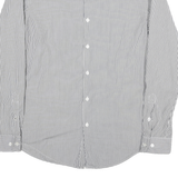 BOSS Mens White & Black Striped Shirt L Formal Cotton Blend Long Sleeve