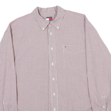 TOMMY HILFIGER Mens Red & White Check Shirt XL Classic Button-Down Collar Long