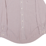 TOMMY HILFIGER Mens Red & White Check Shirt XL Classic Button-Down Collar Long