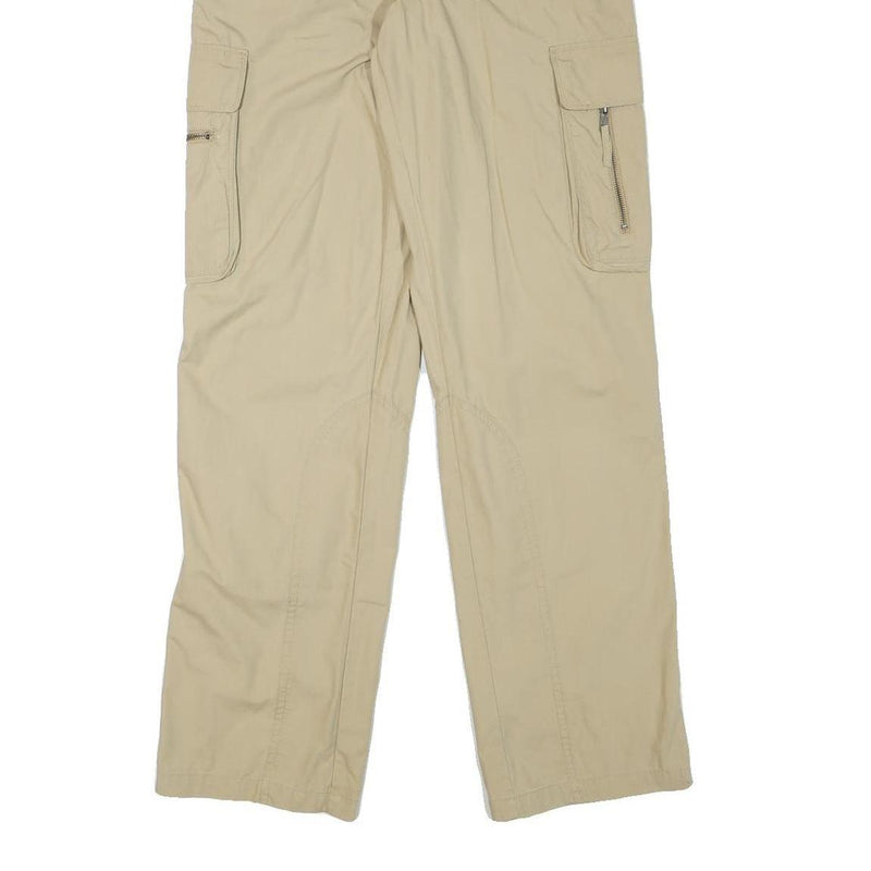 COLONIAL Mens Regular Beige Cargo Trousers W32 L33 Polyester Blend Zip Pockets