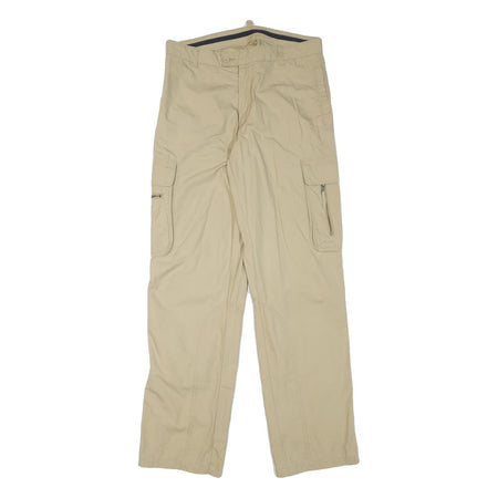 COLONIAL Mens Regular Beige Cargo Trousers W32 L33 Polyester Blend Zip Pockets