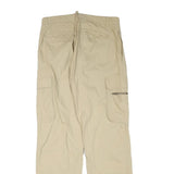 COLONIAL Mens Regular Beige Cargo Trousers W32 L33 Polyester Blend Zip Pockets