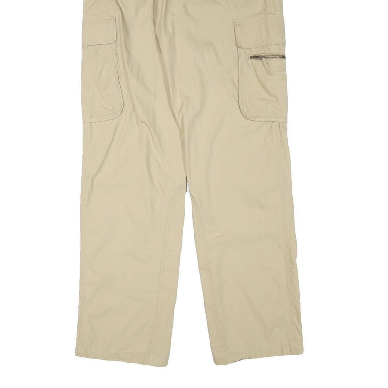 COLONIAL Mens Regular Beige Cargo Trousers W32 L33 Polyester Blend Zip Pockets
