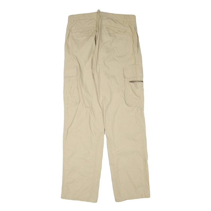 COLONIAL Mens Regular Beige Cargo Trousers W32 L33 Polyester Blend Zip Pockets