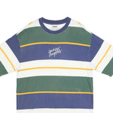 GUESS Mens Green & Blue Striped Graphic T-Shirt S Short Sleeve Crew Neck