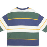 GUESS Mens Green & Blue Striped Graphic T-Shirt S Short Sleeve Crew Neck