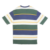 GUESS Mens Green & Blue Striped Graphic T-Shirt S Short Sleeve Crew Neck