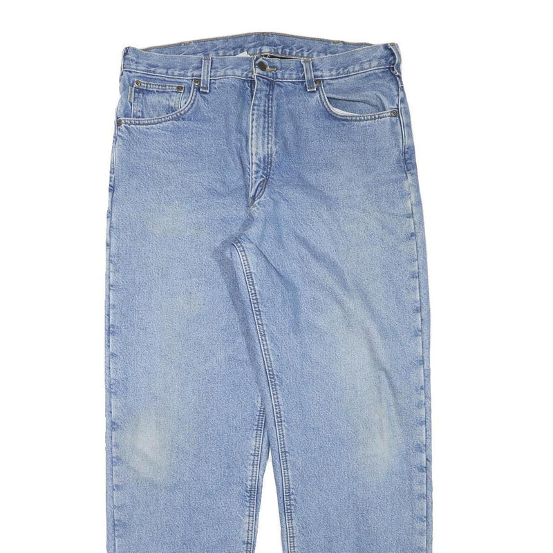 CARHARTT Mens Blue Regular Fit Straight Leg Denim Light W35 L33 Zip Lined Jeans