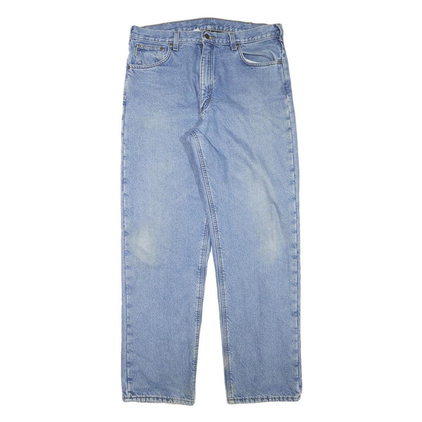 CARHARTT Mens Blue Regular Fit Straight Leg Denim Light W35 L33 Zip Lined Jeans