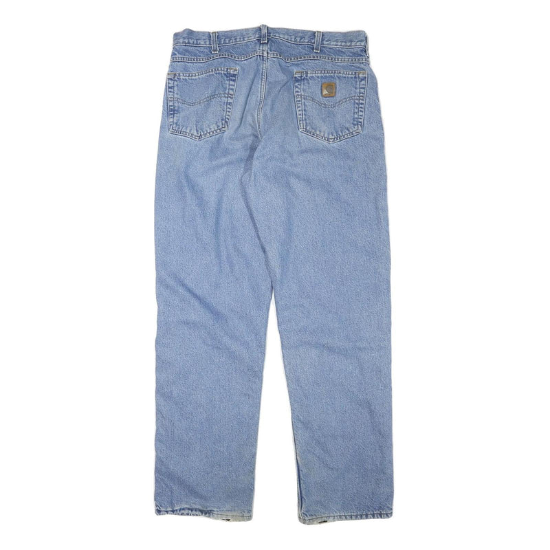 CARHARTT Mens Blue Regular Fit Straight Leg Denim Light W35 L33 Zip Lined Jeans
