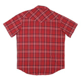 WRANGLER Mens Red Check Shirt L Short Sleeve Button Up Cotton Blend
