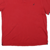 NAUTICA Mens Red & Navy Short Sleeve Plain L Cotton Classic Polo Shirt