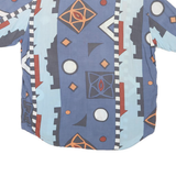 FARM FIRESIDE Mens Blue Patterned Cotton Blend Shirt L Casual Summer Style