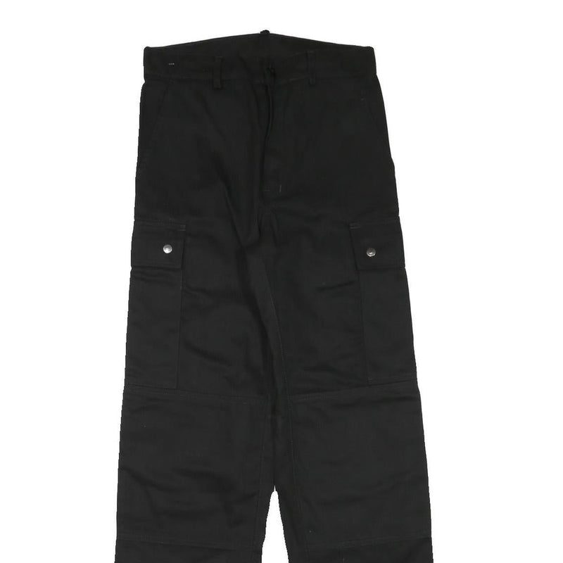 Mens Black Regular Fit Cotton Blend Cargo Style Trousers W29 L32 Functional