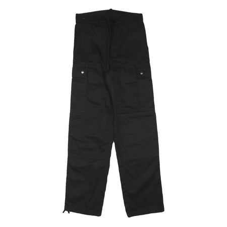 Mens Black Regular Fit Cotton Blend Cargo Style Trousers W29 L32 Functional
