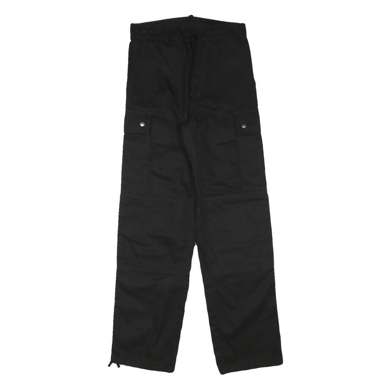 Mens Black Regular Fit Cotton Blend Cargo Style Trousers W29 L32 Functional