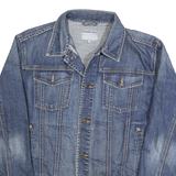 BLUE RIDGE JEANS Mens Blue Cotton Denim Jacket L Button Plain Classic Fit Casual