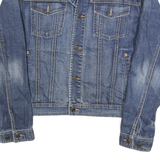 BLUE RIDGE JEANS Mens Blue Cotton Denim Jacket L Button Plain Classic Fit Casual