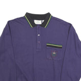 LA GRENOUILLE Mens Blue Polo Collar XL Sweatshirt Cotton Blend Pocket Detail