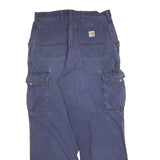 CARHARTT Mens Cotton Blend Navy Relaxed Straight Trousers W34 L32 Workwear