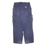 CARHARTT Mens Cotton Blend Navy Relaxed Straight Trousers W34 L32 Workwear