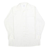 CLINE & CO Mens White Patterned Cotton Blend Shirt M Classic Button Up Long