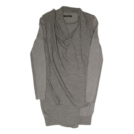 ALL SAINTS Womens Grey Plain Jumper Scoop Neck Basic Knit UK 10 Cotton Blend