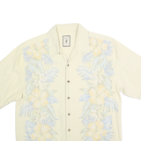 JAMAICA JAXX Mens Cream Silk Hawaiian Shirt S Floral Pattern Lightweight