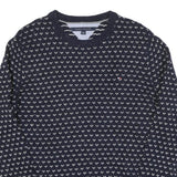 TOMMY HILFIGER Mens Navy & White Patterned Wool Blend Jumper Crew Neck Basic