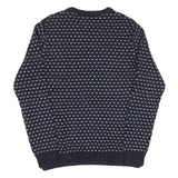 TOMMY HILFIGER Mens Navy & White Patterned Wool Blend Jumper Crew Neck Basic