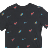 NIKE Mens Black Graphic T-Shirt S Short Sleeve Crew Neck All Over Print