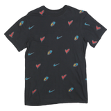 NIKE Mens Black Graphic T-Shirt S Short Sleeve Crew Neck All Over Print